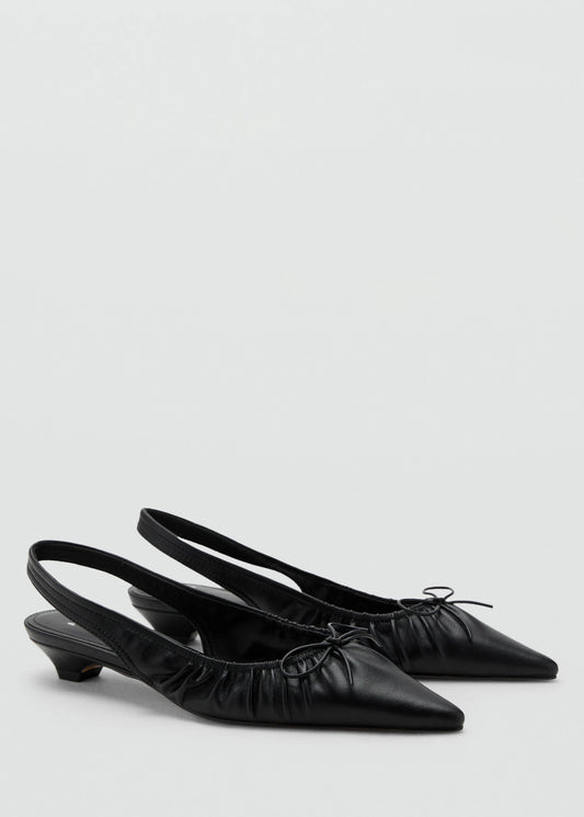High Heel Shoes With Ruched Bow