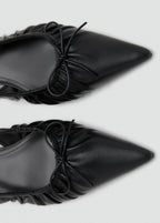 High Heel Shoes With Ruched Bow