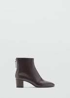 Leather Ankle Boots With Block Heel