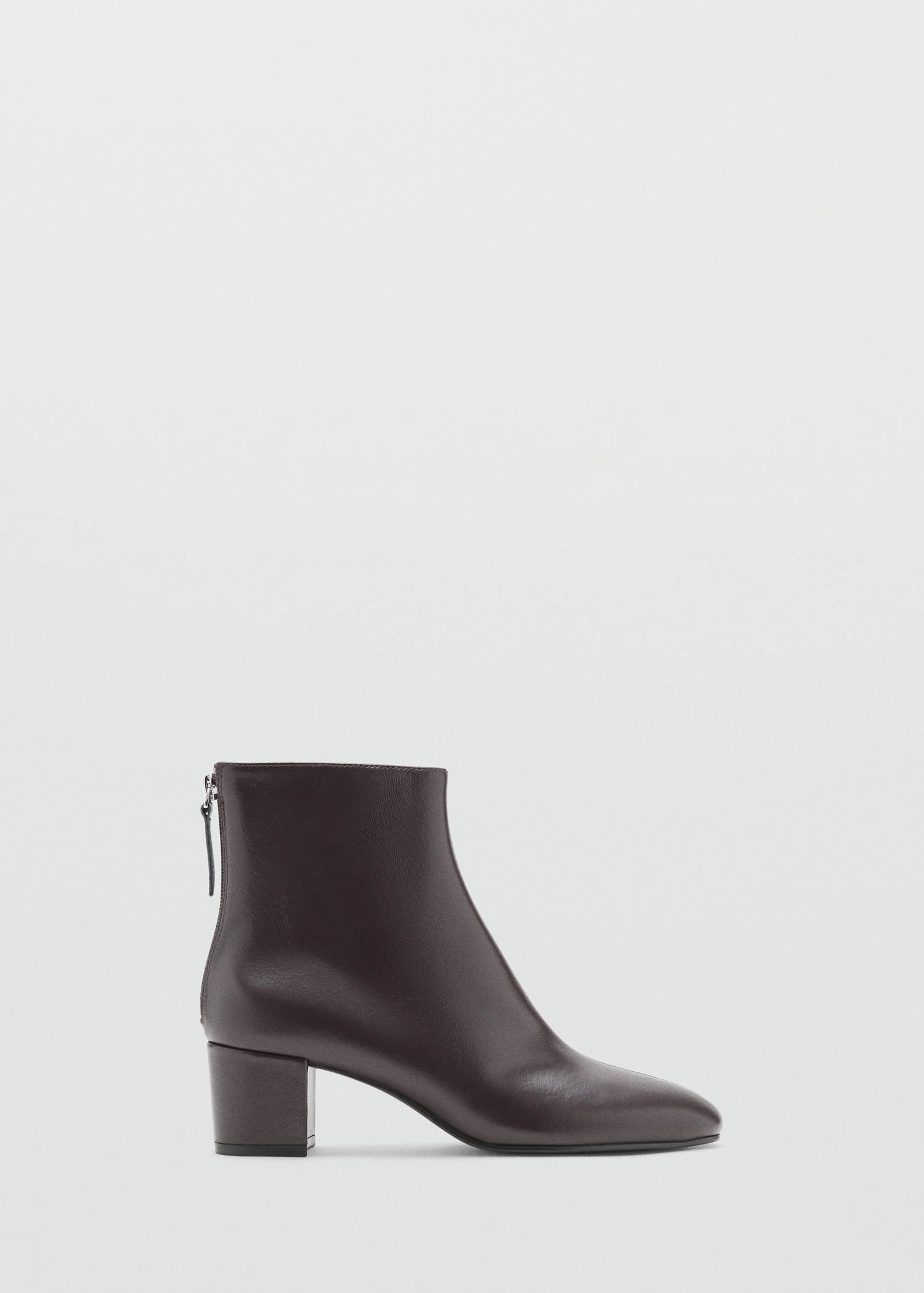 Leather Ankle Boots With Block Heel