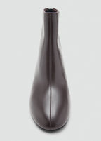 Leather Ankle Boots With Block Heel