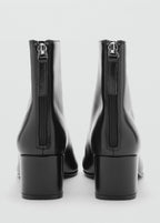 Leather Ankle Boots With Block Heel