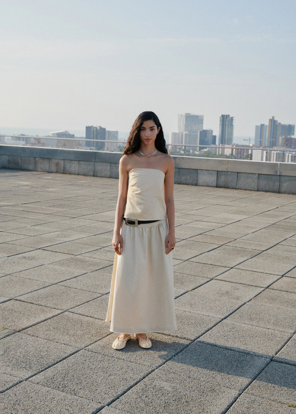 Leather Ballet Flats With Crossed Straps