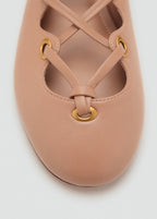 Leather Ballet Flats With Crossed Straps