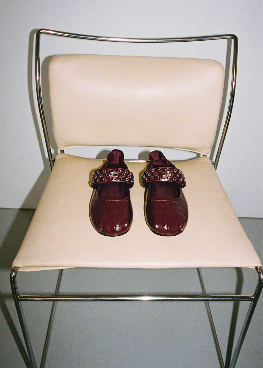 Leather Ballet Flats With Eyelets