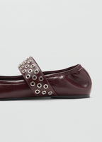 Leather Ballet Flats With Eyelets