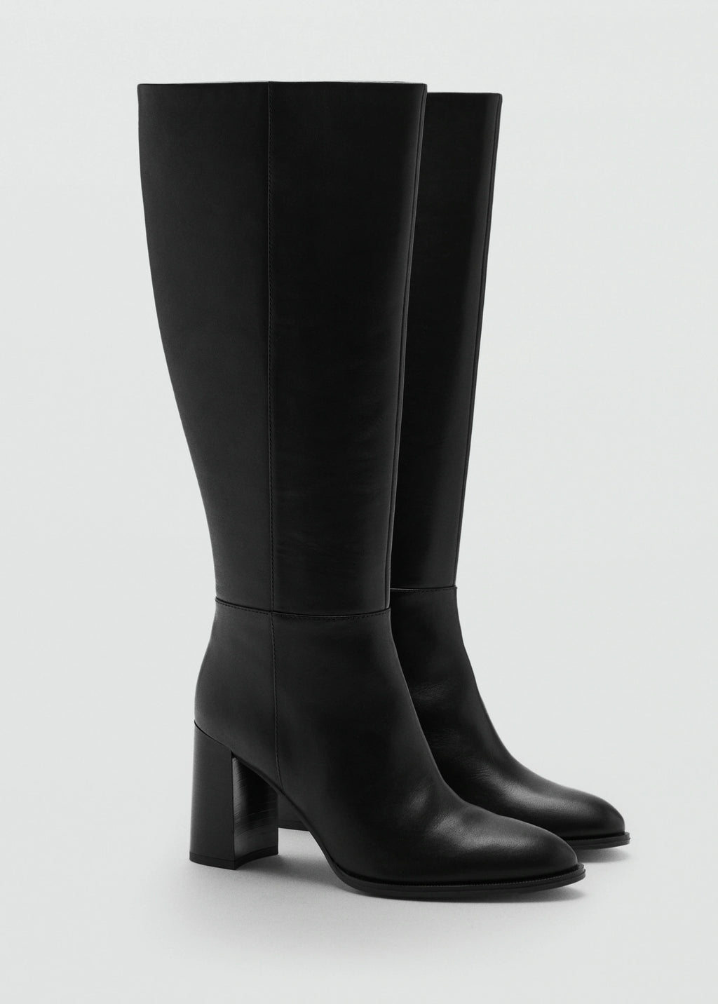 Leather Block Heel Boots