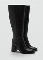 Leather Block Heel Boots