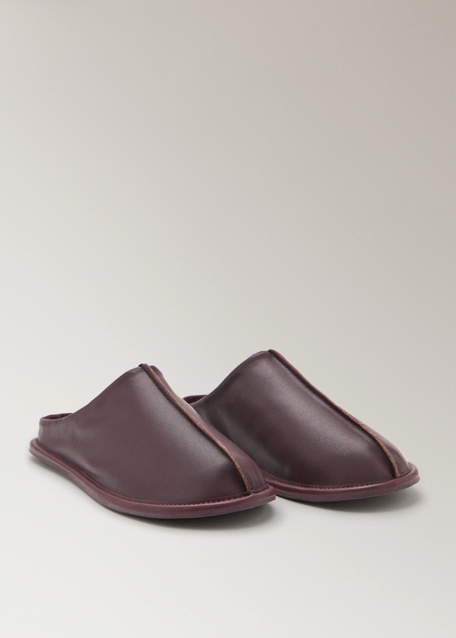 Leather Clogs With Stitching Detail