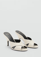 Leather Heeled Sandal With Crossed Straps