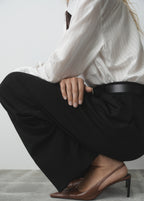 Leather Heeled Shoes With Ring