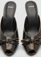Leather High Heeled Sandals With Bow