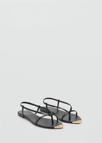 Leather Sandals With Strap And Contrasting Toe