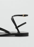 Leather Strap Sandals With Metallic Detail