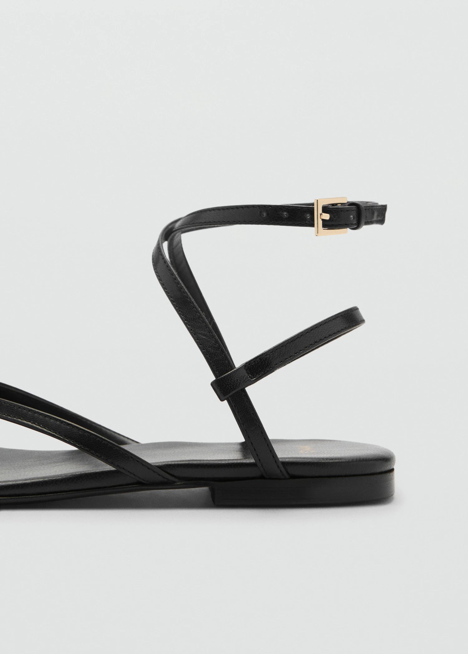 Leather Strap Sandals With Metallic Detail