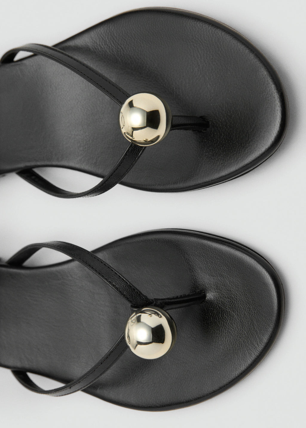 Leather Strap Sandals With Metallic Detail