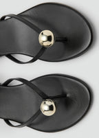 Leather Strap Sandals With Metallic Detail