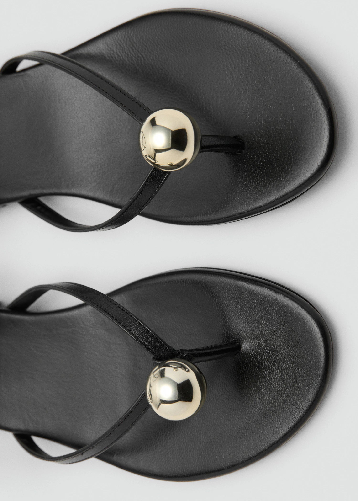 Leather Strap Sandals With Metallic Detail