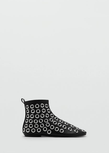 Leather Effect Ankle Boots With Eyelets