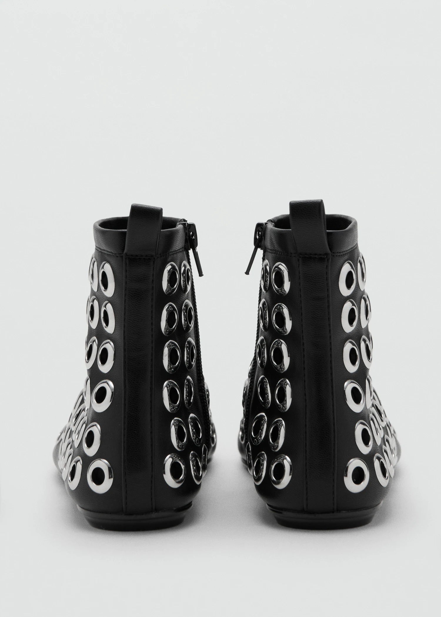Leather Effect Ankle Boots With Eyelets