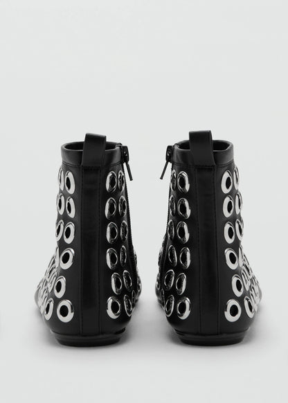 Leather Effect Ankle Boots With Eyelets