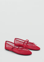 Mesh Ballerina Flats With Buckle Strap
