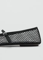 Mesh Ballerina Flats With Buckle Strap