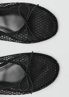 Mesh Ballerina Flats With Buckle Strap