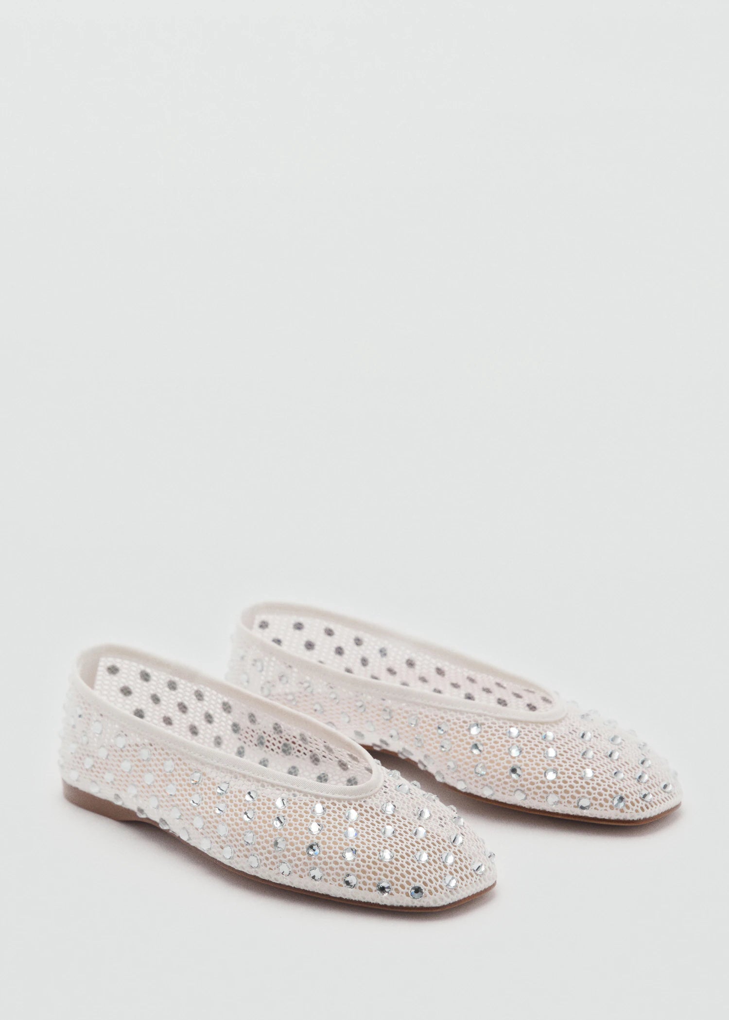 Mesh Rhinestone Ballet Flats