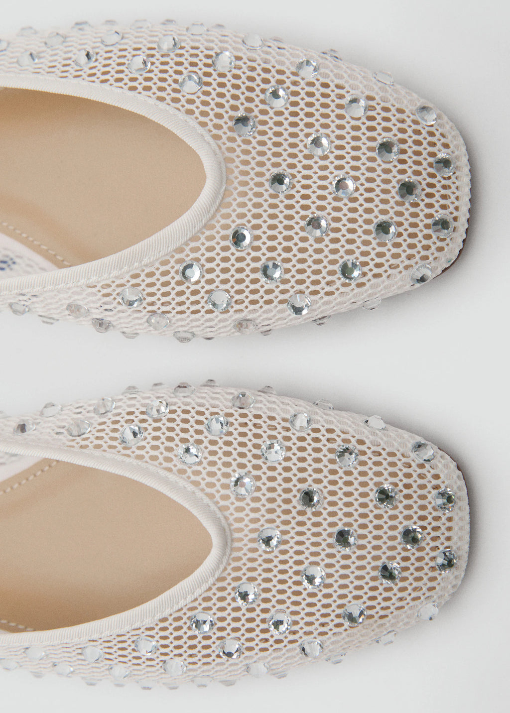 Mesh Rhinestone Ballet Flats