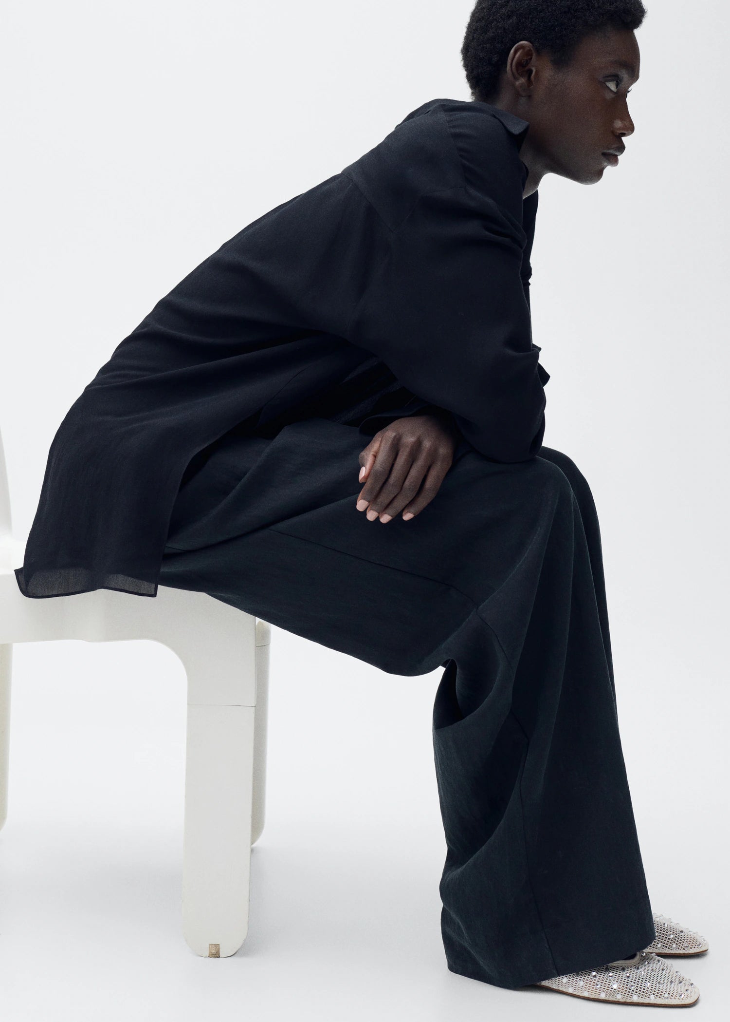 Mesh Rhinestone Ballet Flats