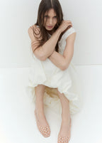 Mesh Rhinestone Ballet Flats