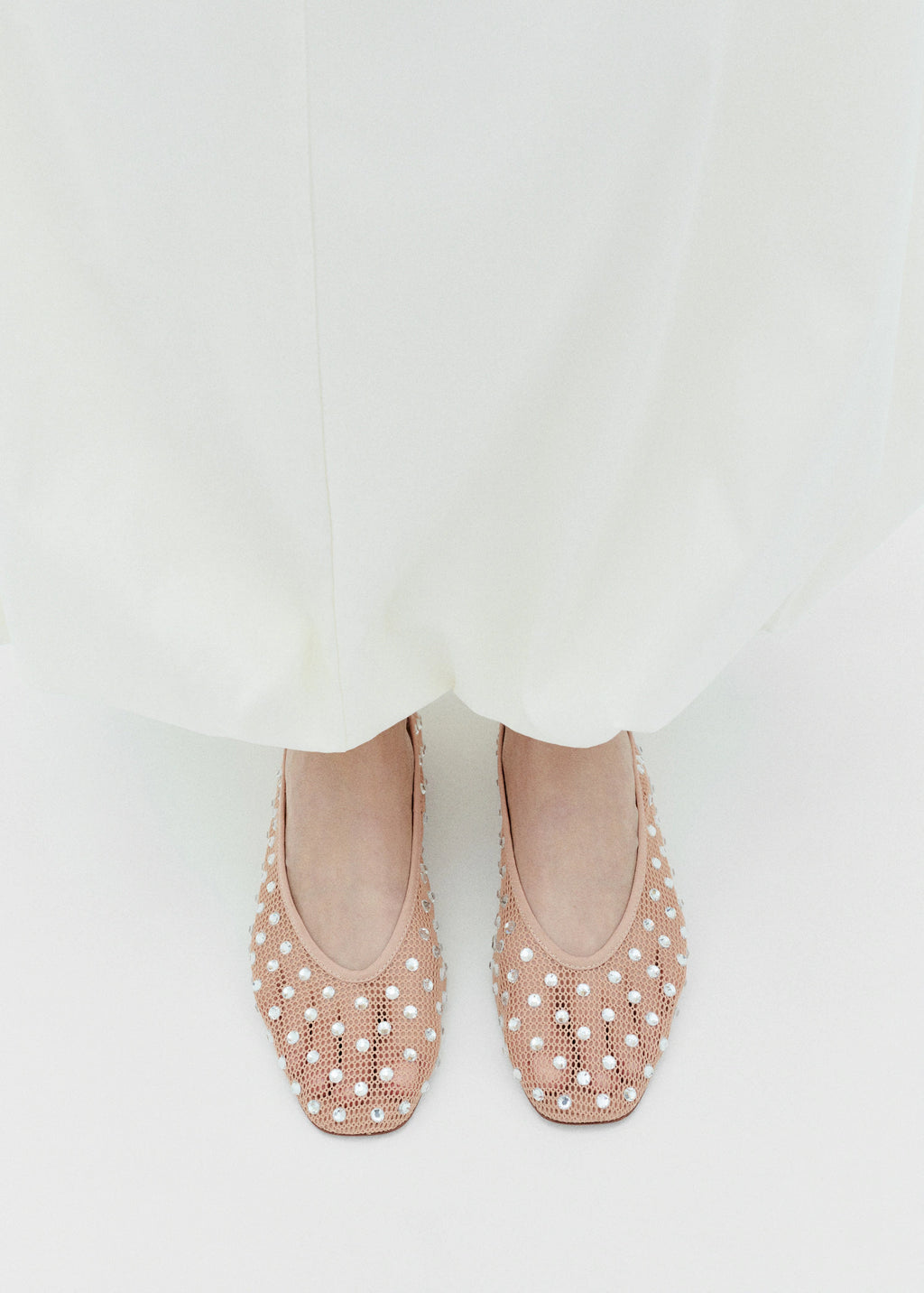 Mesh Rhinestone Ballet Flats