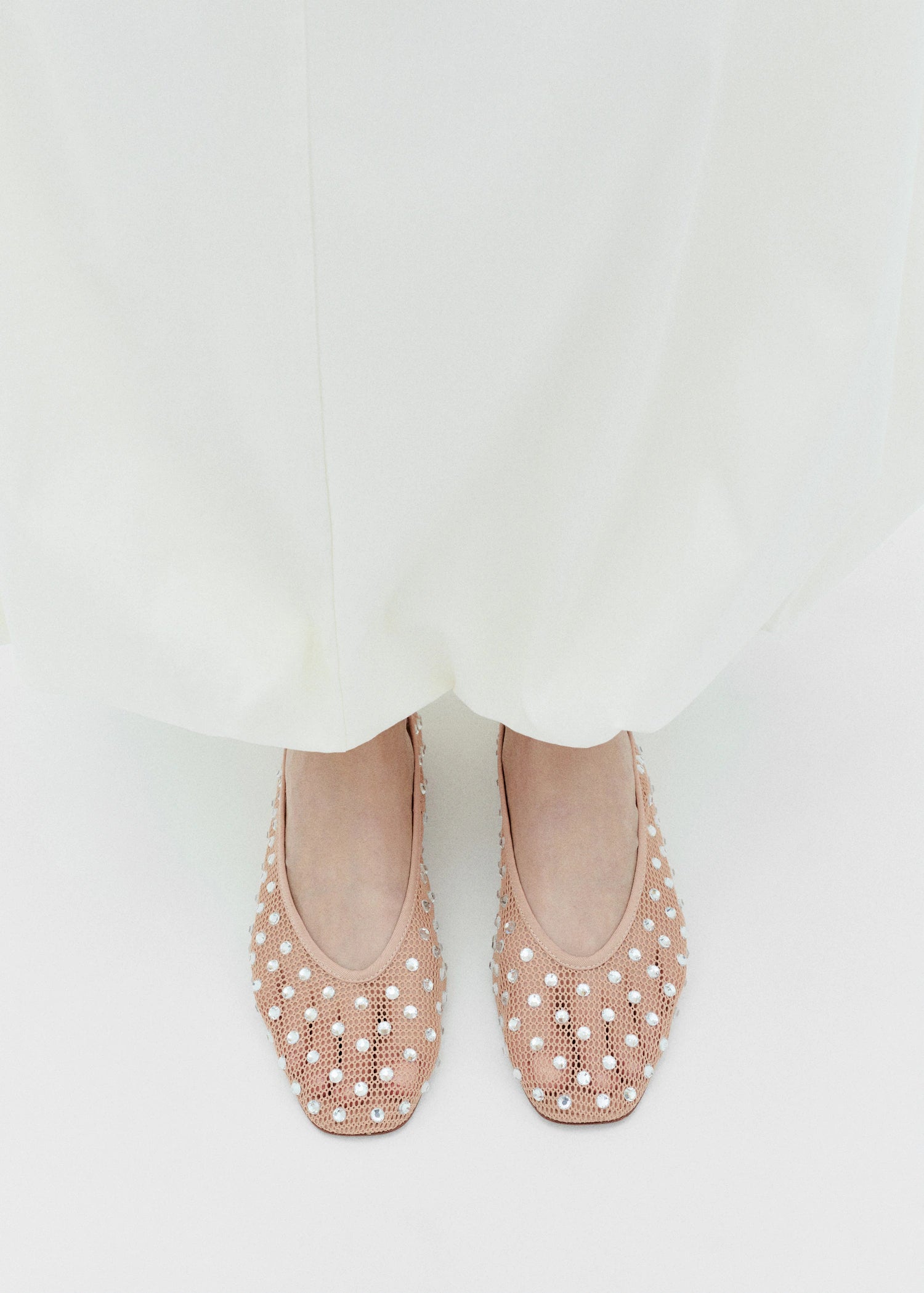 Mesh Rhinestone Ballet Flats