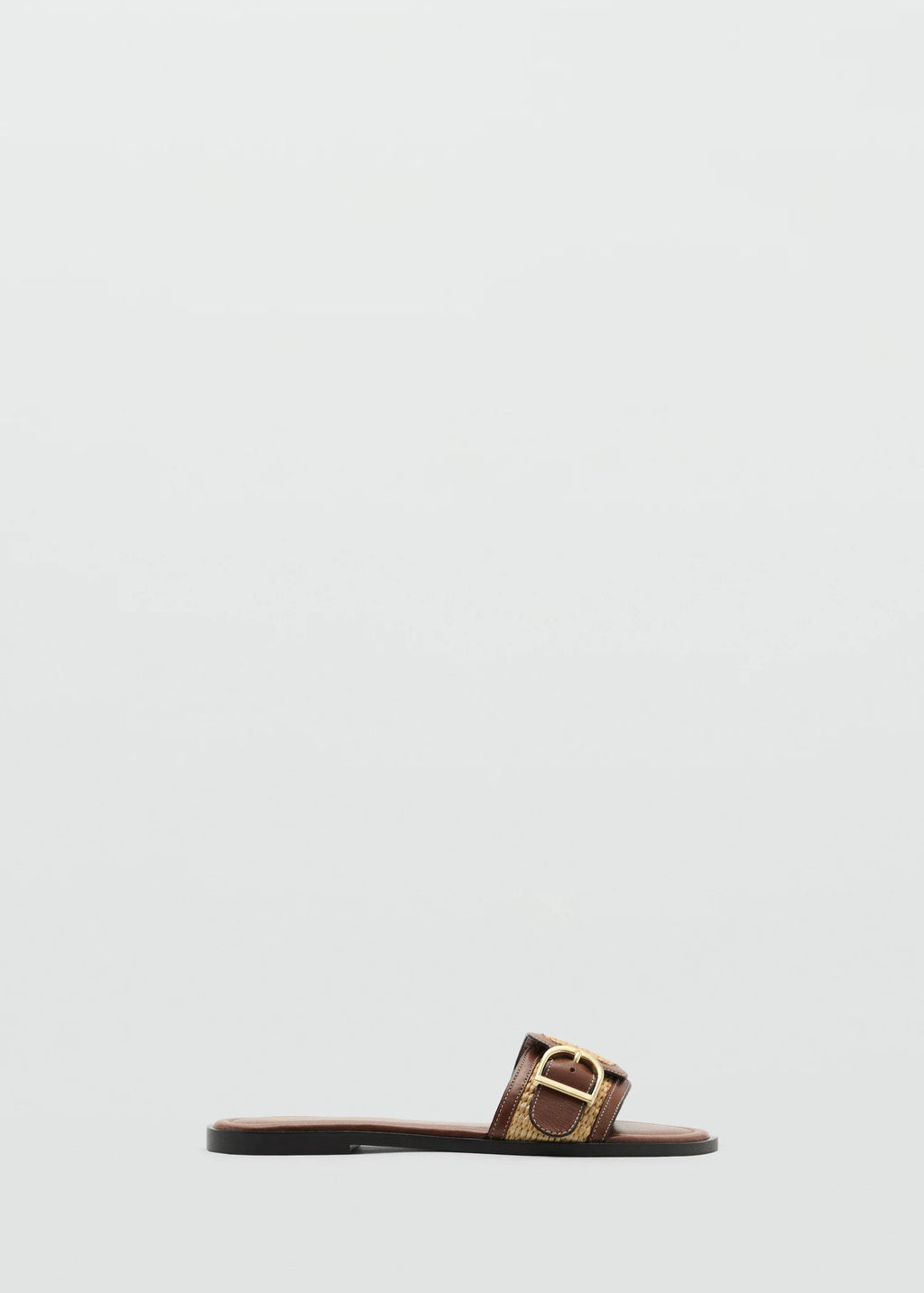 Raffia Sandals With Buckle And Strap