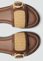 Raffia Sandals With Buckle And Strap