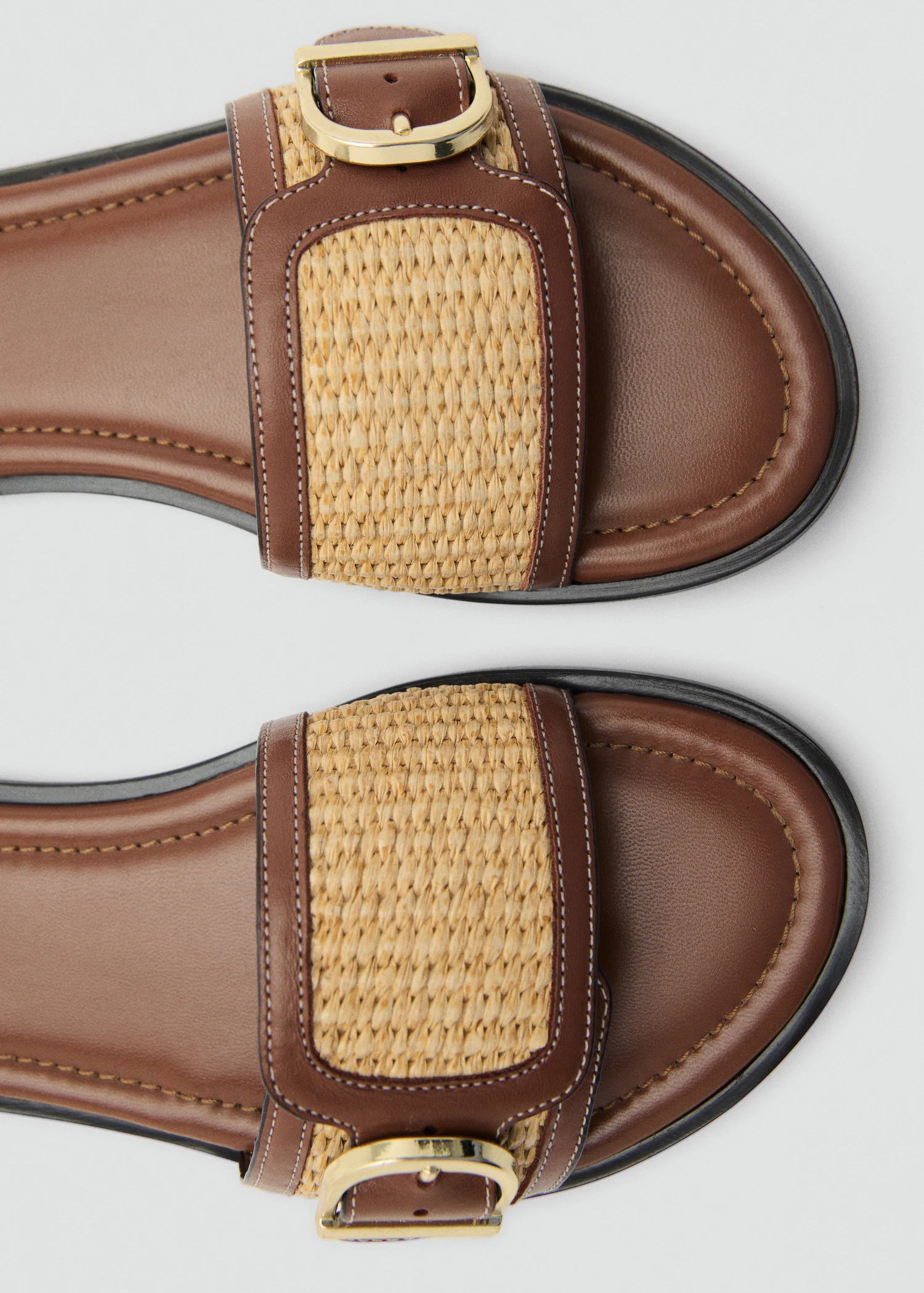 Raffia Sandals With Buckle And Strap