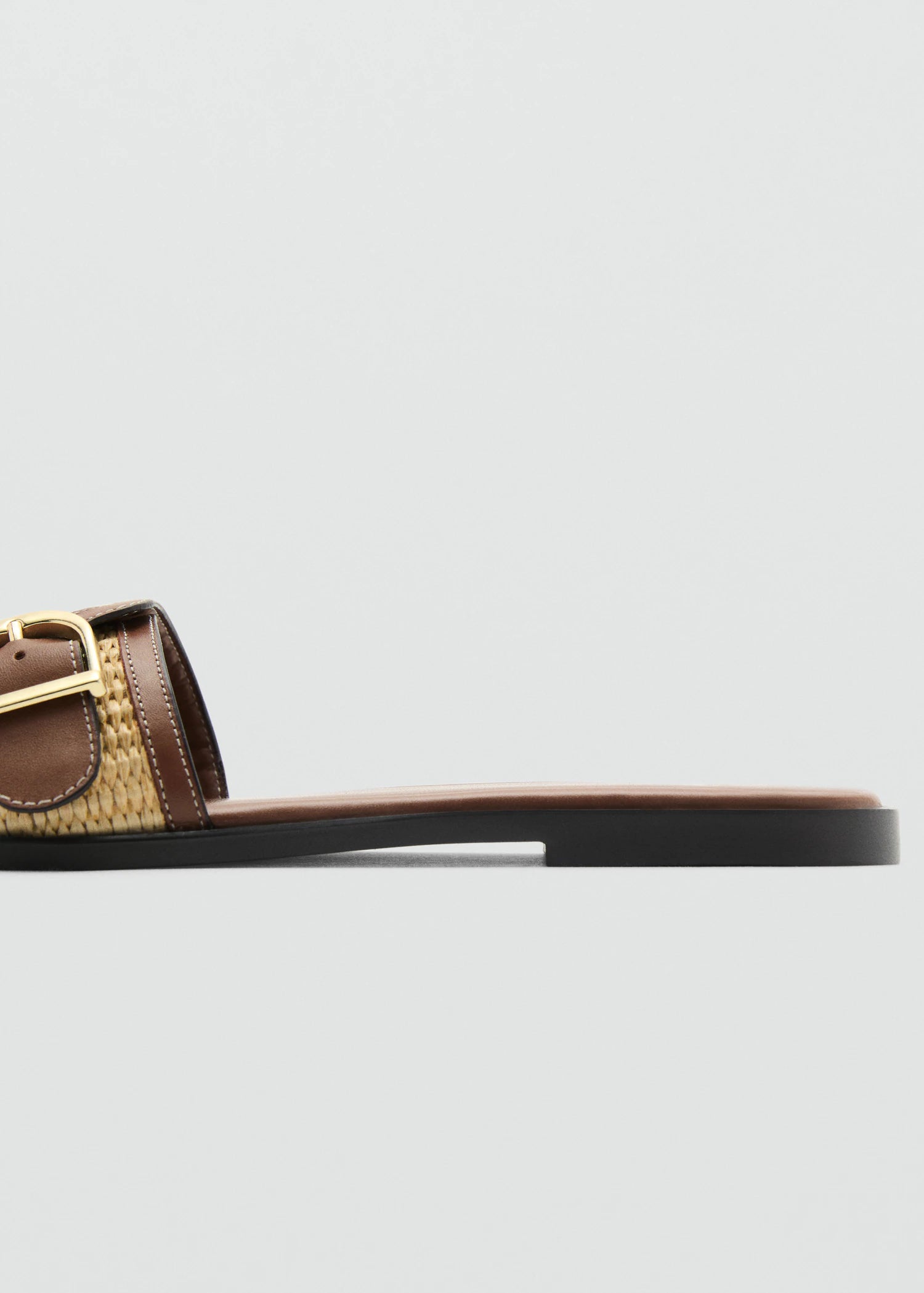 Raffia Sandals With Buckle And Strap