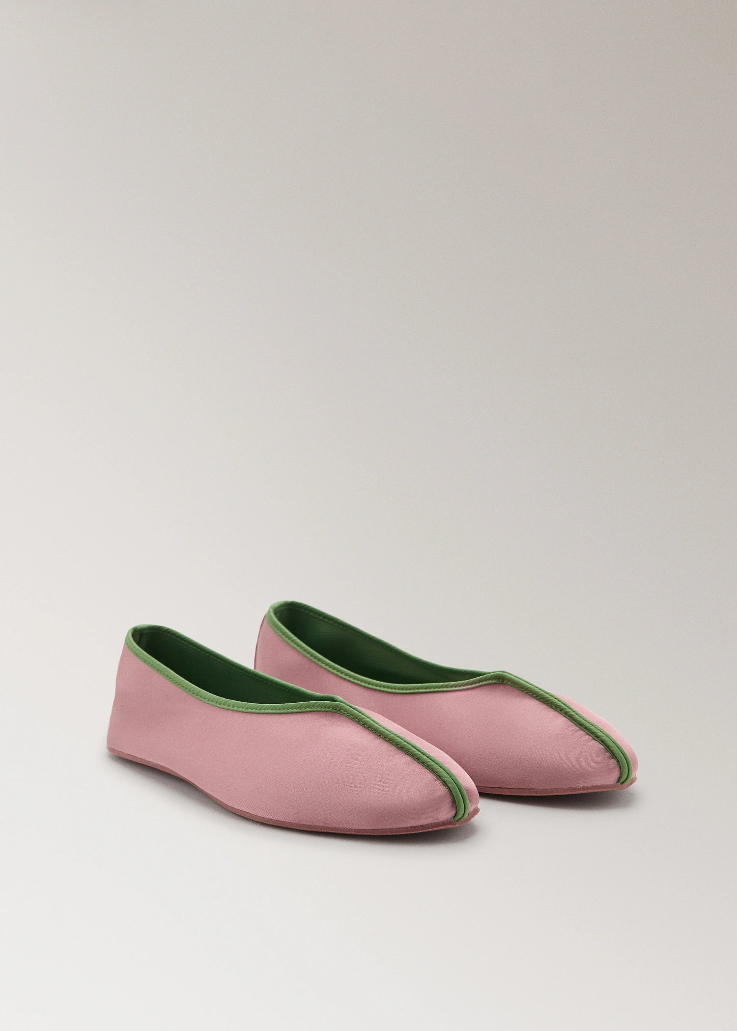 Satin Ballet Flats With Contrast Piping