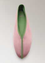 Satin Ballet Flats With Contrast Piping