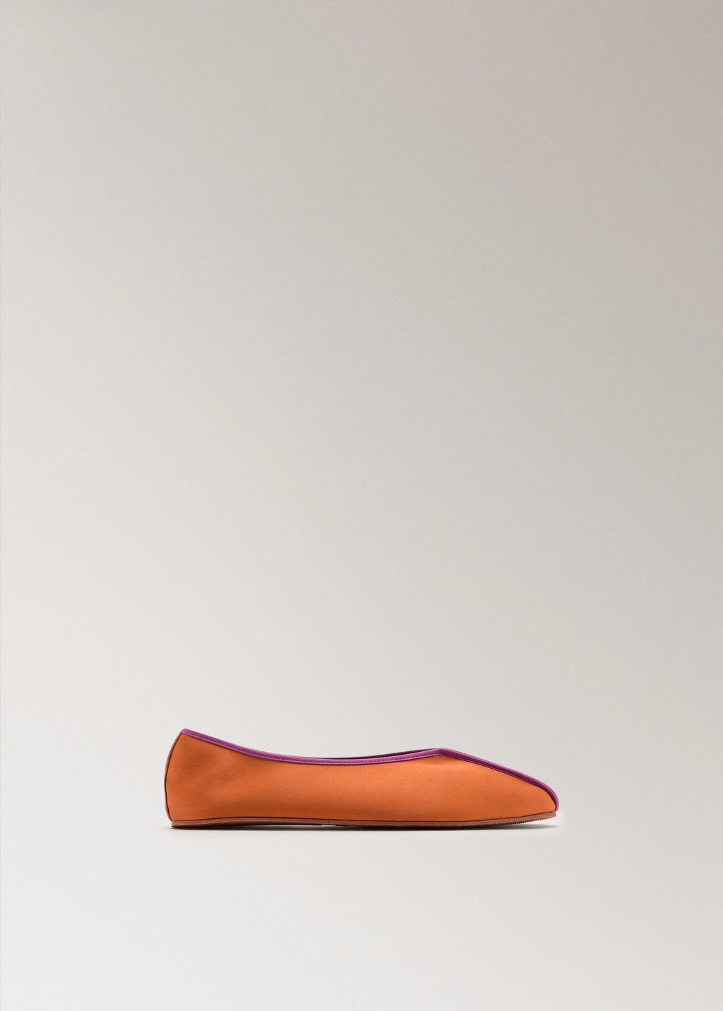 Satin Ballet Flats With Contrast Piping