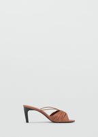 Satin High Heeled Sandals With Metallic Embellishment