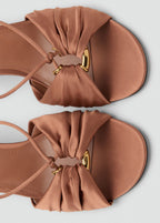 Satin High Heeled Sandals With Metallic Embellishment