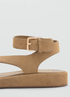 Split Leather Sandals With Buckle