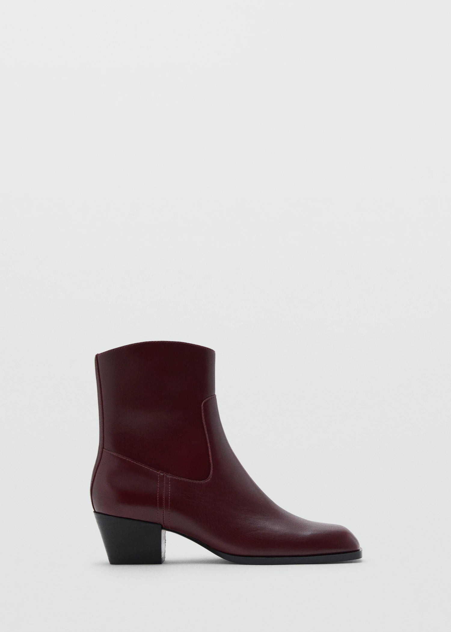 Squared Toe Leather Ankle Boots