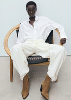 Suede Ankle Boots With Pointed Toe And Block Heel