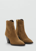 Suede Ankle Boots With Pointed Toe And Block Heel
