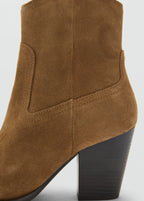 Suede Ankle Boots With Pointed Toe And Block Heel
