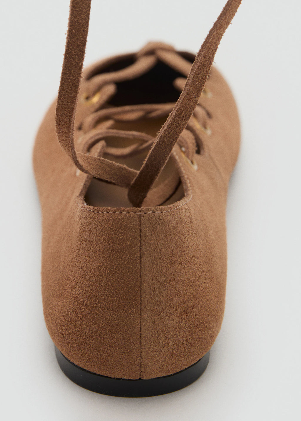 Suede Ballet Flats With Crossed Straps