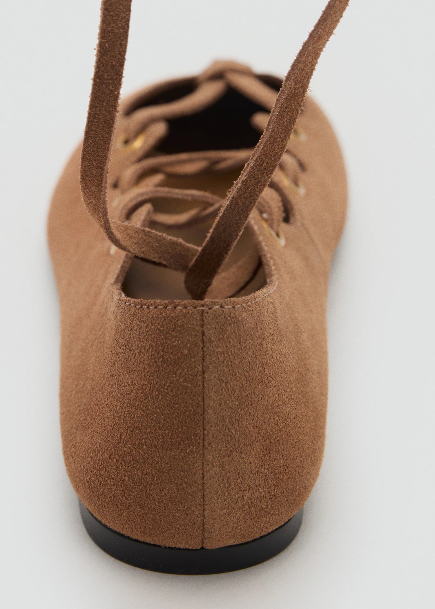 Suede Ballet Flats With Crossed Straps